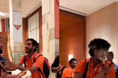 Watch: Shahbaz Ahmed Gets Angry at SRH Teammate After Having His Face Smashed With Cake