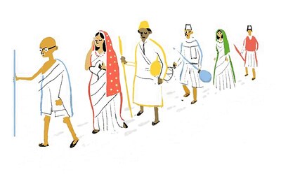 On India's Independence Day, Google doodles Mahatma Gandhi's 1930 Dandi March