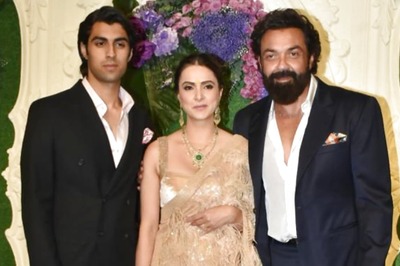 Bobby Deol Looks Dapper As He Poses With His Son and Wife at Karan Deol's Reception