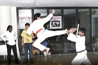 Snapshot: Shah Rukh's son Aryan throws a flying kick