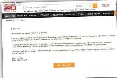 Online retailer HomeShop18 stops selling books online