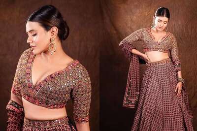 Actress Hebah Patel's Embroidered Lehenga Is Perfect Wedding Wear