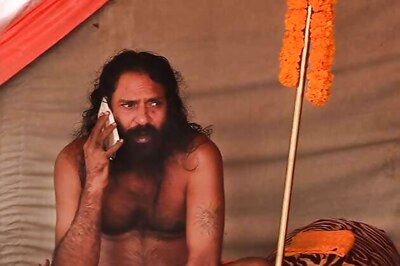 Snapshot: The sadhu who loves his cellphone