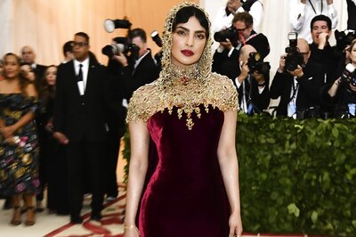 Priyanka Chopra Dons Crimson Velvet at Catholic-Inspired Met Gala