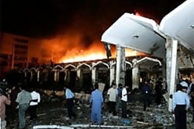 In pics: Bomber rams explosive-laden truck into Pak hotel