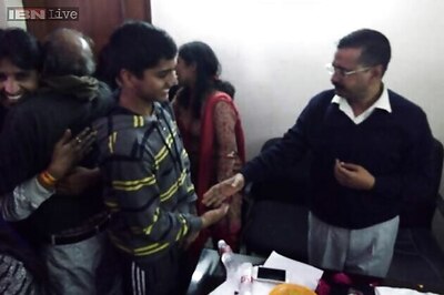 In pics: Arvind Kejriwal hugs his son after win in Delhi polls