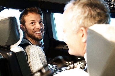 Formula 1 Ace Jenson Button Tries Hands on The Airbus A380 Simulator