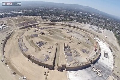 Watch: Apple's new spaceship-like campus filmed on a GoPro camera; shows construction progess at the site