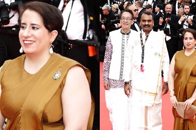 Cannes 2023: Guneet Monga Keeps It Simple Yet Gorgeous in a Golden Saree; Says, ‘It’s Great to Be Back Home at Cannes'