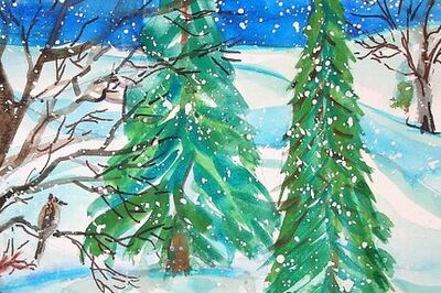 How to Paint Two Pines in the Snow
