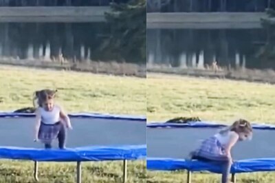 Boy Helping Younger Sister Get Down From Trampoline Is Pure Sibling Bond