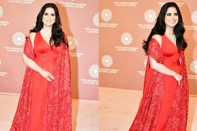 Isha Ambani Rocks an All-red Ensemble on Day 2 of the NMACC Fashion Gala