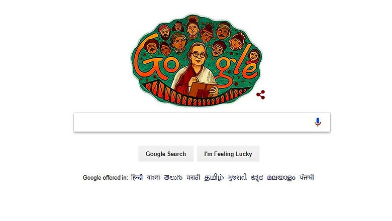 Google Honours Mahasweta Devi on 92nd Birth Anniversary