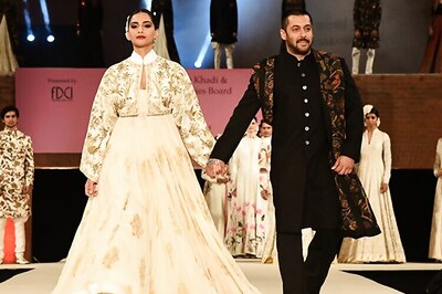 Salman Khan and Sonam Kapoor walk the ramp in Rohit Bal as they promote Khadi