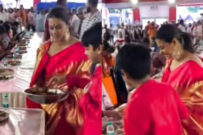Proud Mom Kajol Posts Video of Son Yug Devgn As He Serves Food At Durga Puja Pandal; Check Here