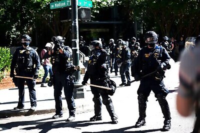 Fire Set At Police Precinct As Protesters Gather In Portland